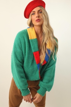 cardigan pulover verde color lego - loja online