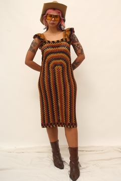 Vestido zara mangas babados crochet 70´s