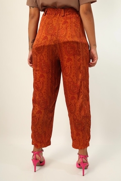 Calça acetinada cintura mega alta laranja - loja online