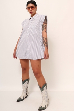 Vestido camisa listras cava a fio vintage - comprar online