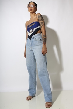 Calça jeans cintura alta barra reta vintage original  - loja online