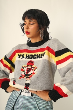 pulover hockey vintage cinza color - comprar online