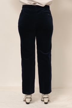 Calça veludo cintura media azul chic - loja online