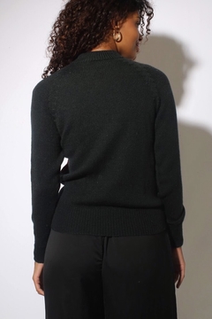 Pulôver tricot recorte couro frente vintage na internet