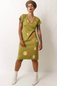 vestido midi tricot bolinha 70´s vintage - comprar online