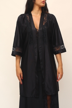 Camisola + Robe polimida preta midi fenda - loja online