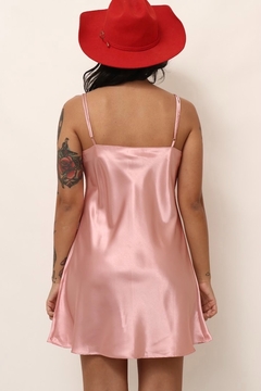 Imagem do Slip Dress curto rosa acetinado vintage