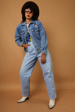 Jaqueta jeans azul bordada costas PP - comprar online