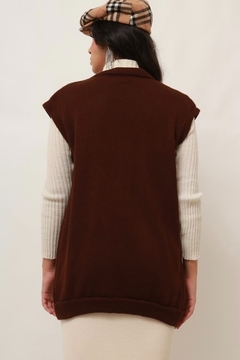 Colete marrom tricot longo vintage - comprar online