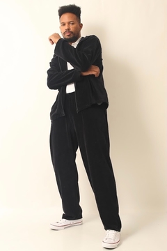 conjunto veludo preto calça + blusa vintage - loja online