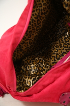 Maxi bolsa rosa camurça franjas em couro - loja online
