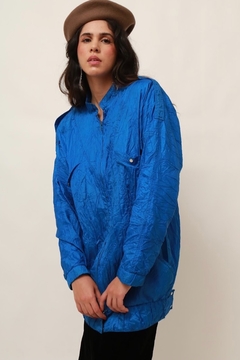 Parka azul cintilante disco vintage forrado