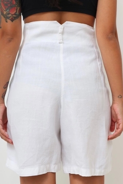 bermuda linho cintura alta branca - loja online