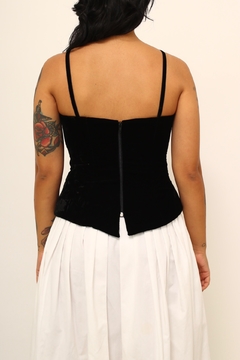 Top veludo preto justo corselet - comprar online