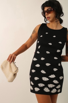 vestido curto preto flores vintage na internet