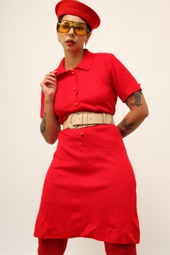 Vestido vermelho polo vintage na internet