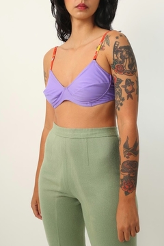 Top biquini roxo alça vermelha color - loja online