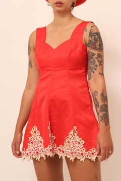 vestido acetinado barra bordada - comprar online