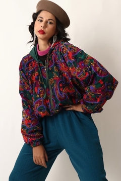 jaqueta floral estampada vintage - loja online