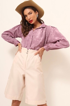 camisa acetinada roxa manga longa na internet