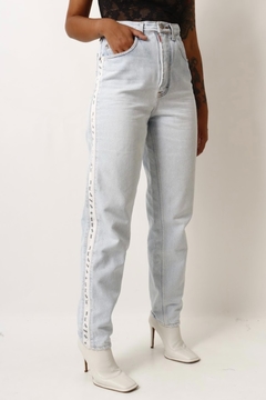 alça jeans cintura mega alta escrita lateral - comprar online