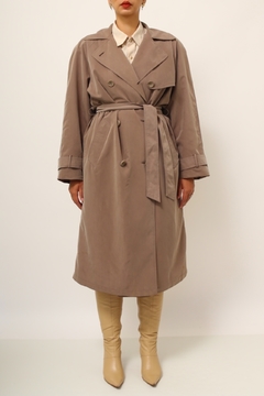 Trench coat marrom aveludado forrado vintage - loja online