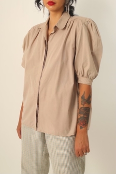 camisa bege manga bufante vintage - comprar online