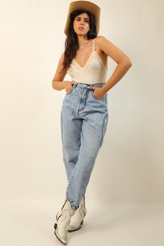 calça jeans cintura mega alta recorte lateral - Capichó Brechó
