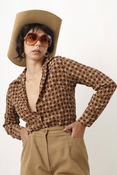 camisa curta manga longa 70’s vintage - comprar online
