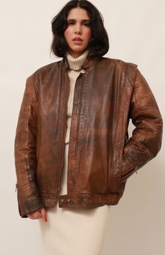 Jaqueta couro marrom forrada 80´S - loja online