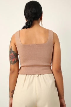 Top tricot canelado marrom vintage - loja online