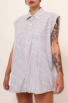 Vestido camisa listras cava a fio vintage - loja online