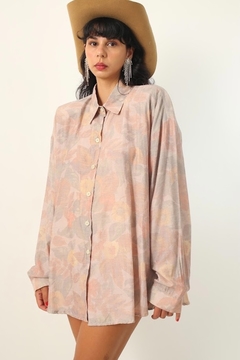 camisa vestido ombreira vintage flores na internet