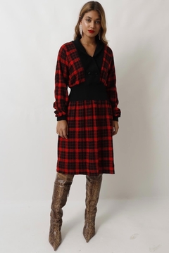 vestido tricot xadrez vintage - loja online