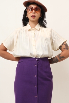 camisa manga curta bege vintage na internet