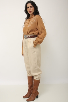 Imagem do Camisa CEA vintage bordado western marrom ombreira