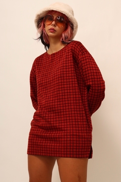 Imagem do Blusa manga longa estilo tricot xadrez vermelho