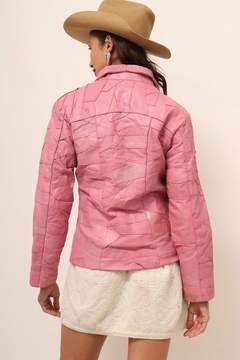 jaqueta couro rosa recortes forrada - loja online