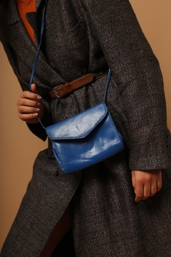 bolsa azul celeste couro vintage