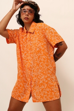 Camisa vestido laranja vintage estampa - comprar online
