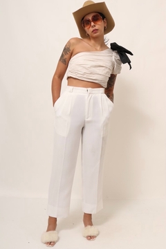 Imagem do calça estilo linho cintura alta branca