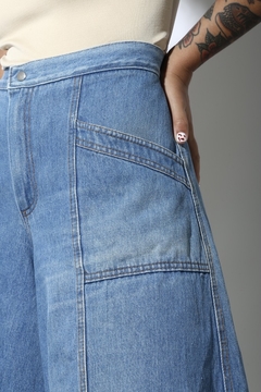 Bermuda jeans ampla cintura mega alta   - loja online