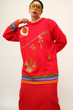 Pulover vermelho natal vintage - loja online