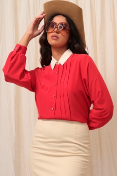 Camisa vermelha manga longa vintage - comprar online