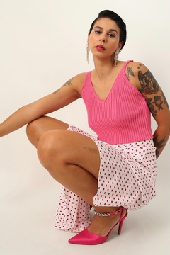 top decote tricot rosa chiclete - comprar online