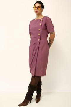 Vestido roxo vintage forrada