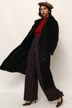 casaco longo lã textura vintage preto - comprar online