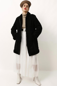 casaco camurça preto forro pelucia
