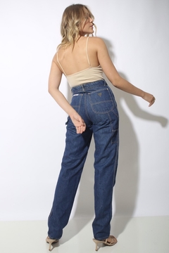 Calça jeans grosso azul cintura mega alta na internet
