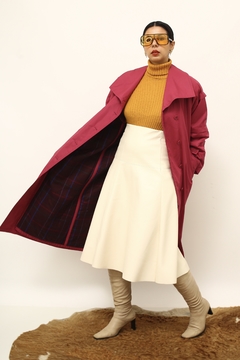 Maxi casaco roxo forro xadrez London - Capichó Brechó